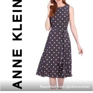 Anne Klein Grey Dot Dress Sz 8